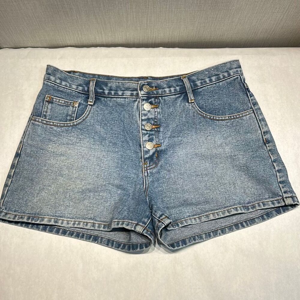 Vtg Button Front Denim Shorts Carolina Blues Sz 14 100% Cotton Y2K Retro 90s Mom